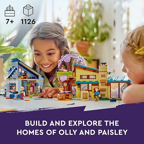 Miniatura 2 de LEGO Friends Olly and Paisley Family Houses Juguete para niños con 5 minifiguras de muñeca para juego creativo, casa de dos pisos con juguete de