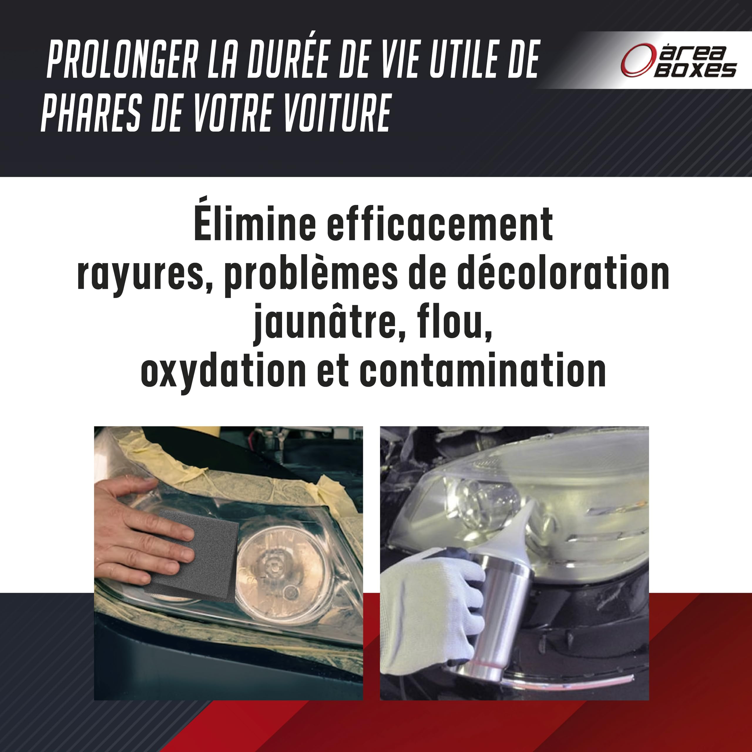 Kit De Restauration De Phares De Voiture avec POLYMÈRE Liquide. Kit Polymère Complet Rapide Et Facile, Tout Ce Dont Vous Avez Besoin pour Restaurer Complètement Vos Phares à Neuf. (Low-KIT)