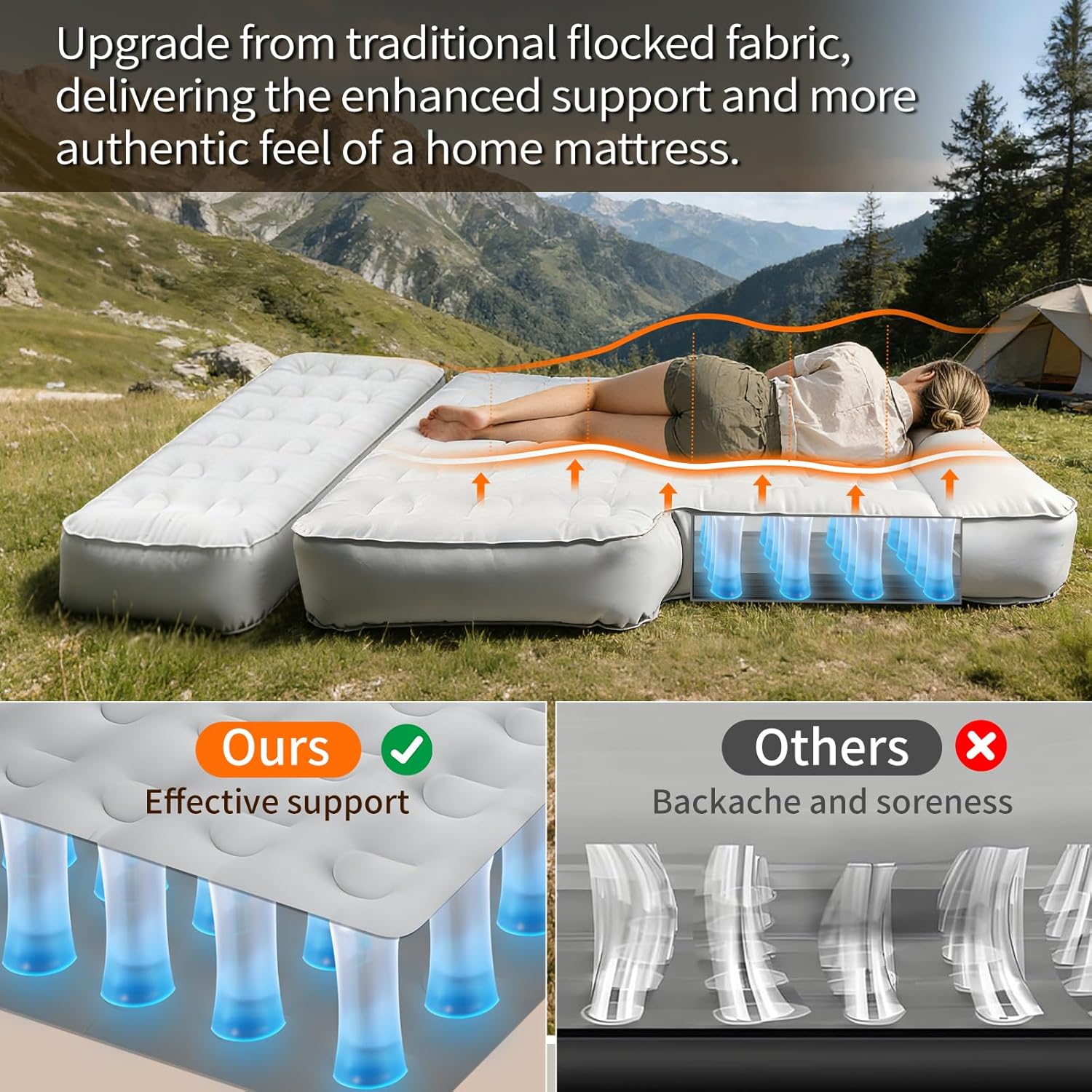 Truck Bed Mattress 5-5.5ft for Mid-Size Pickup, Fabric Texture Truck Bed Air Mattress with Tailgate Extender​,Customized for Tacoma/Gladiator/Colorado, with Detachable Air Pump, for Truck Bed Camping