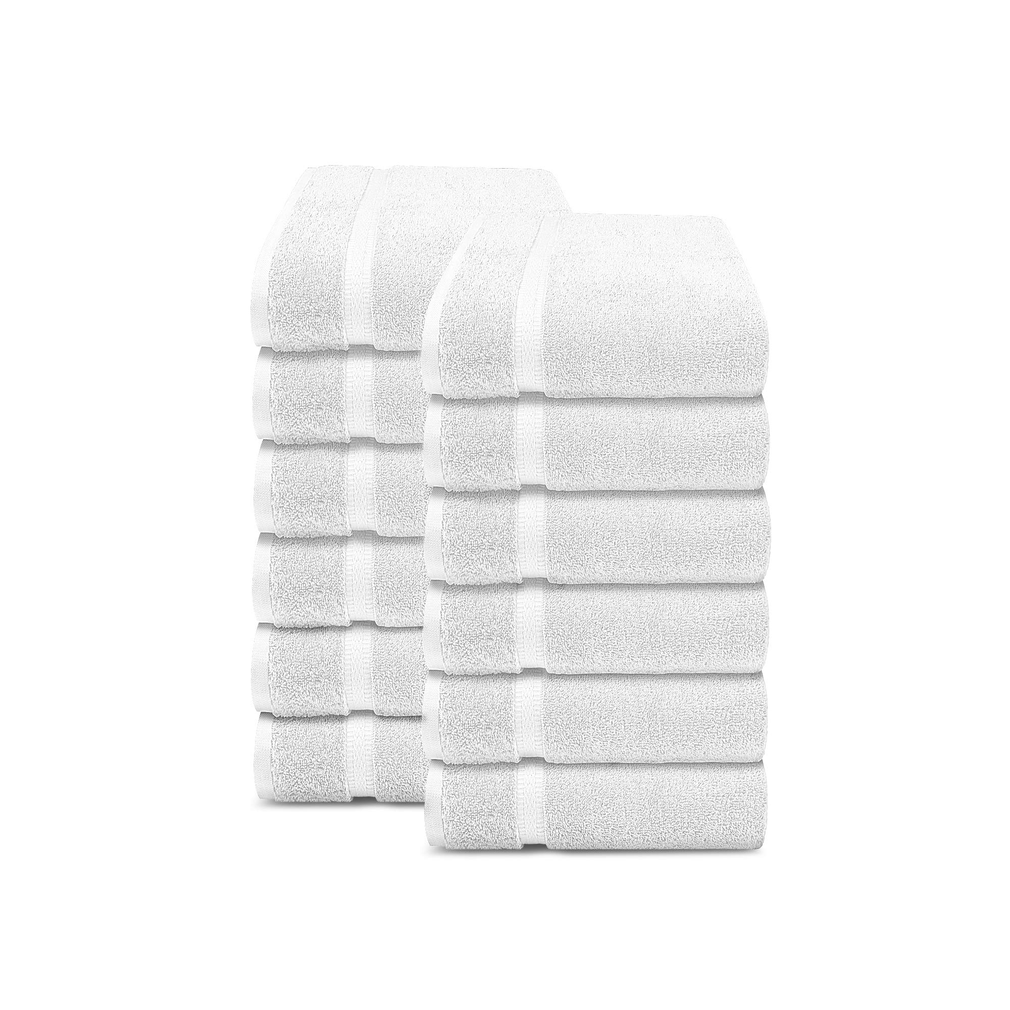 TRIDENTSimply Fresh Wash Towel, 12 Piece, Super Soft, Highly Absorbent, Fresh Feel, Quick Dry, Easy Care, 586 Gsm Cotton Rich Towel White, Tt-Sfh499-12Wt-Wht, Wash Towel (12-Piece)