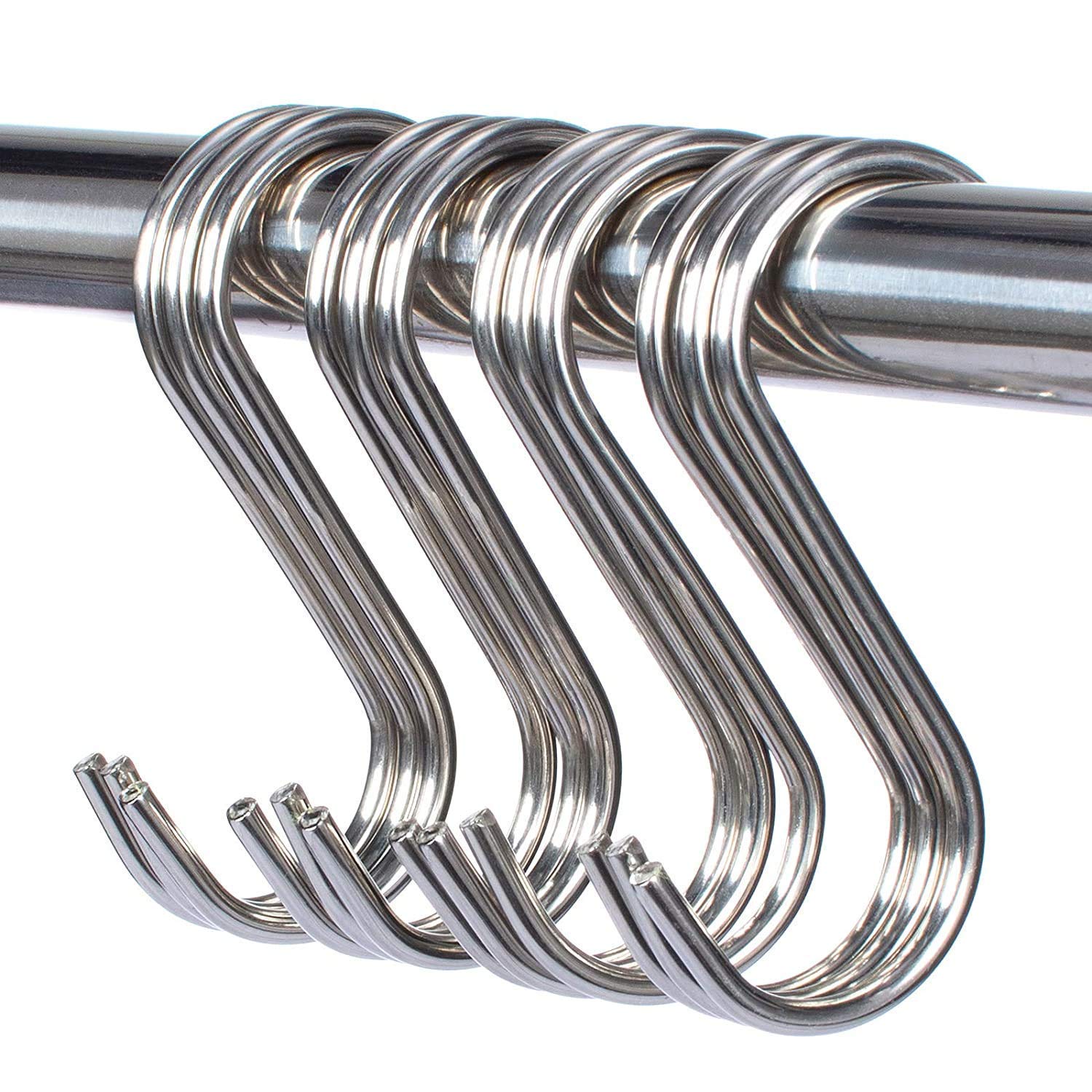 S-Shaped Stainless Steel Hooks, Heavy Duty Hanging Hangers, 3.5 Inch Height, 4mm Thick, for Kitchen Bathroom Office (24 PCS)-image-10