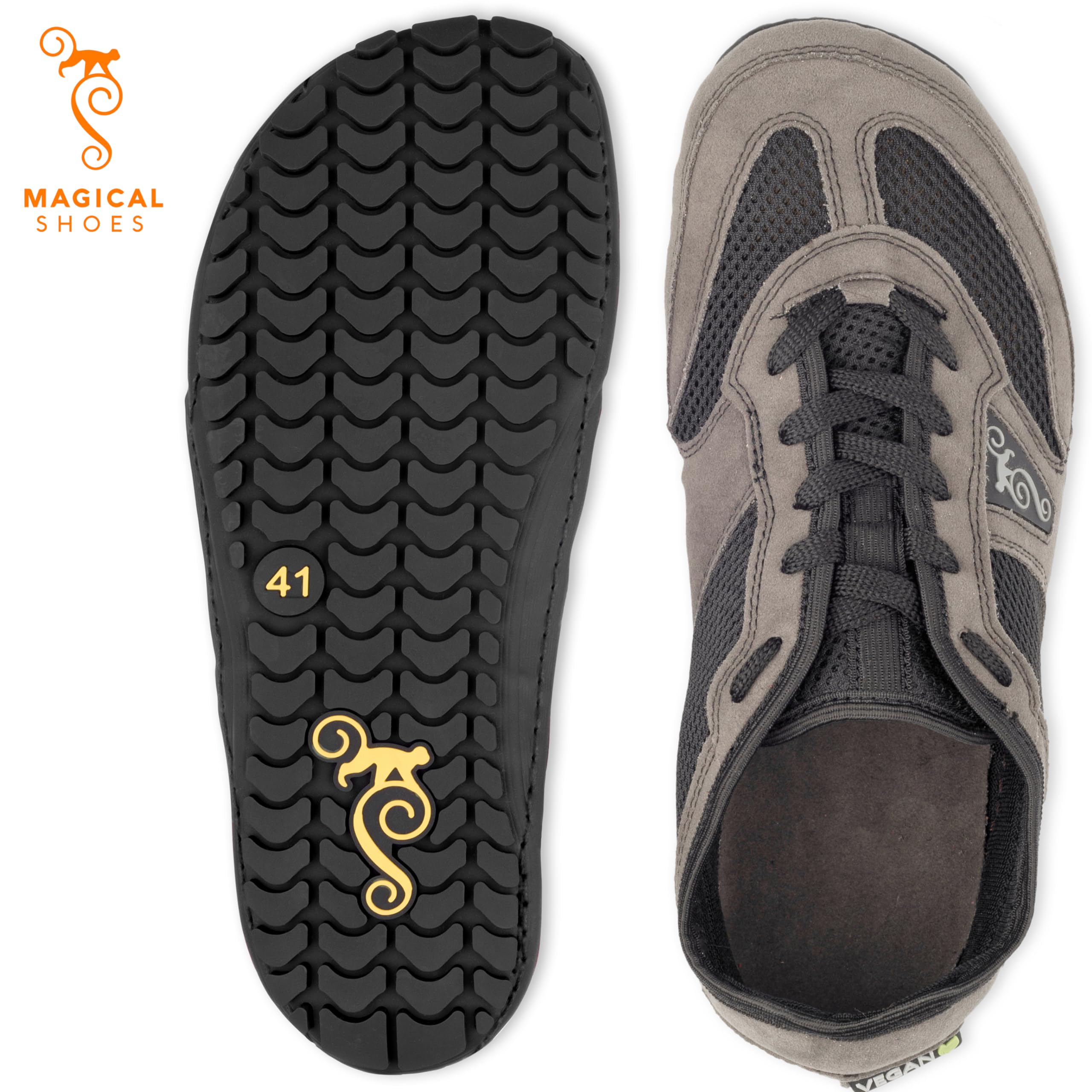Magical Shoes Męskie Buty Sportowe, Buty Minimalistyczne, Buty Sportowe Zero Drop, Buty na co dzień, Rozmiar 46, Vegan Rock Schwarz, Explorer 2.0