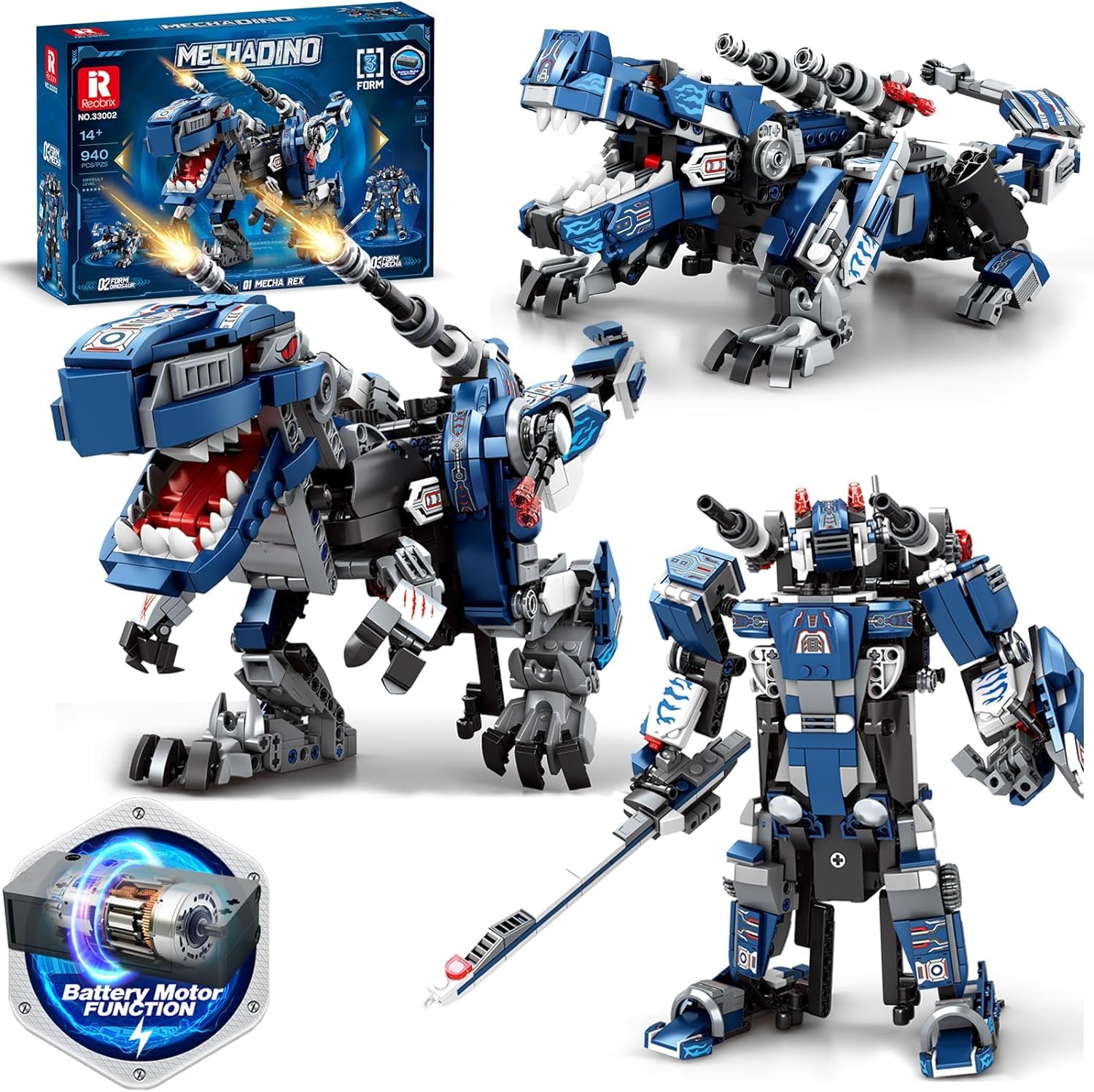 Reobrix 33002 Transformers 3 in 1 Building Blocks Set, Mecha