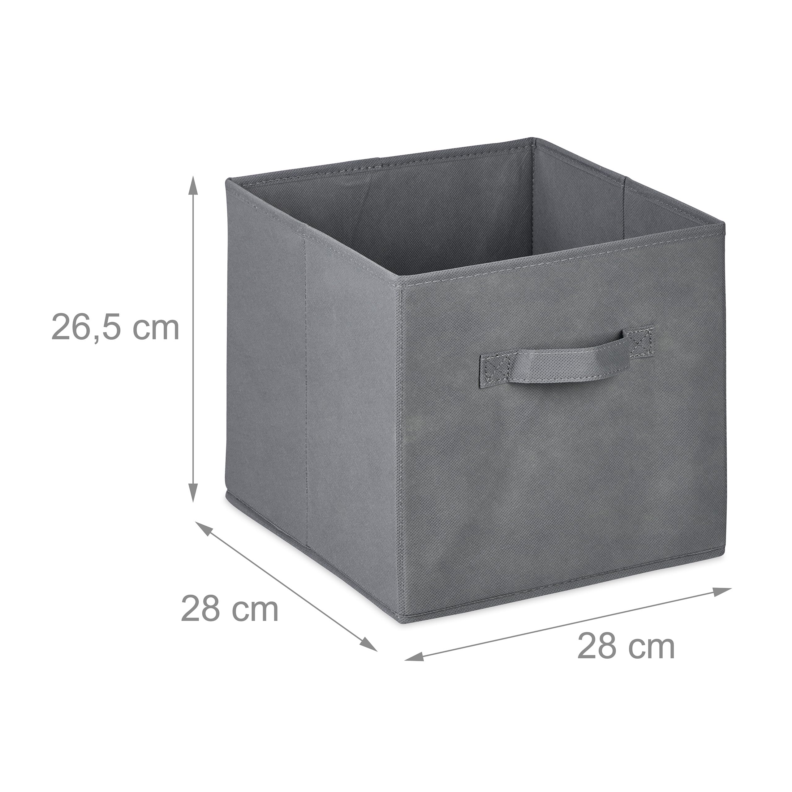 Relaxdays Aufbewahrungsbox, 3er-Set, 19 l, Ordnungsbox aus Stoff, hellgrau | HBT 26,5x28x28cm, faltbarer Regalkorb, Griff