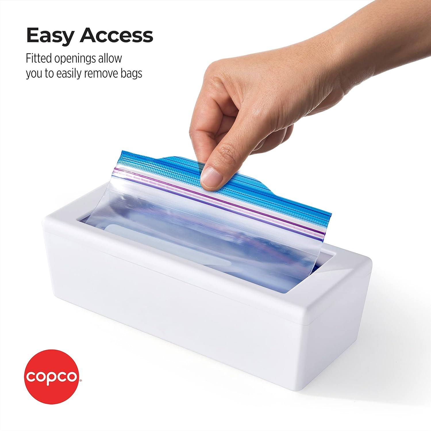 Copco White Set of 4 Storage Bag Organizers for Disposable or Reusable Gallon, Quart, Snack, and Sandwhich bags with Removable Lid - Image 7