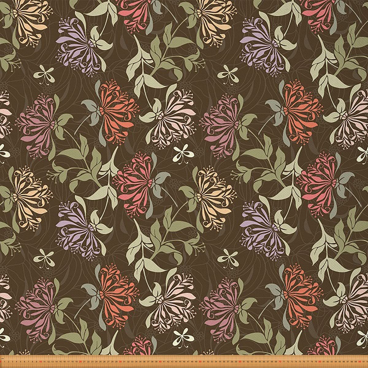 Loussiesd Floral Upholstery Fabric, Kawaii Flowers for Home DIY Projects, Blossom Flowers Outdoor Fabric, 10 Yard, (L920*W150cm) Red, Pink, Green