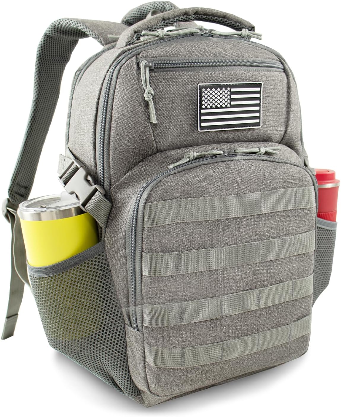 15.6'' Travel Laptop Backpack for Men, 30L Tactical College Backpacks with Water Pouches Both Sides, Portable Backpack for Men Women Business Work Bag Fight Approved, Black Backpack