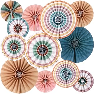 12 Pieces Boho Classroom Decorations for Teachers Boho Hanging Paper Fans for Classroom Colorful Rainbow Theme Bulletin Board Paper Garlands Tissue for Teacher School Decorations