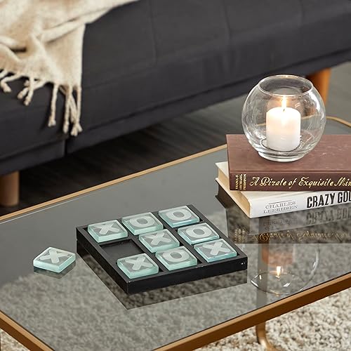 Miniatura 2 de Deco 79 Juego de aluminio Tic Tac Toe con incrustaciones doradas, 9 x 9 x 1 pulgada, dorado