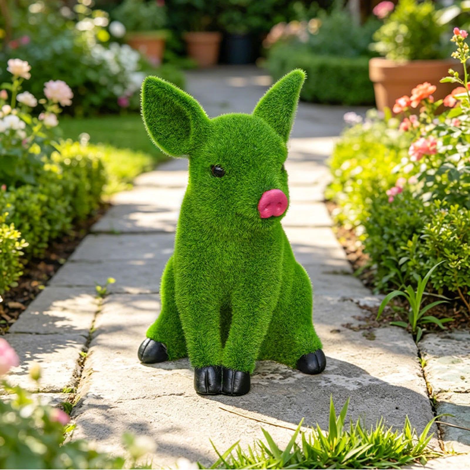 Genérico Statue decorative di animali da esterno, scultura di animali floccati, sculture da esterno, per terrazza, balcone, paesaggio, matrimonio, cortile, prato,