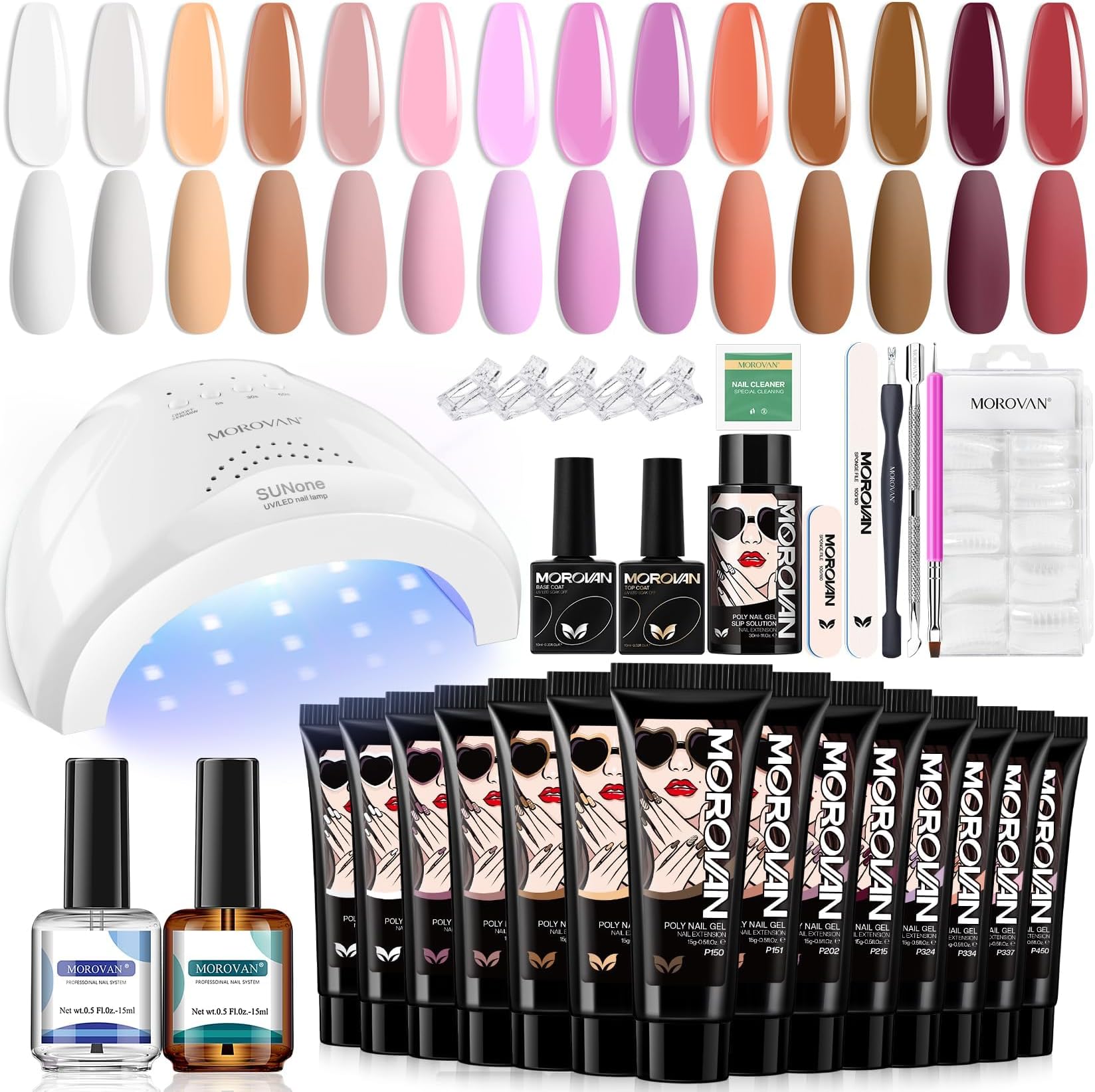 Amazon.com : Morovan Poly Gel Nail Starter Kit: 14 Pcs Poly Gel Nail ...
