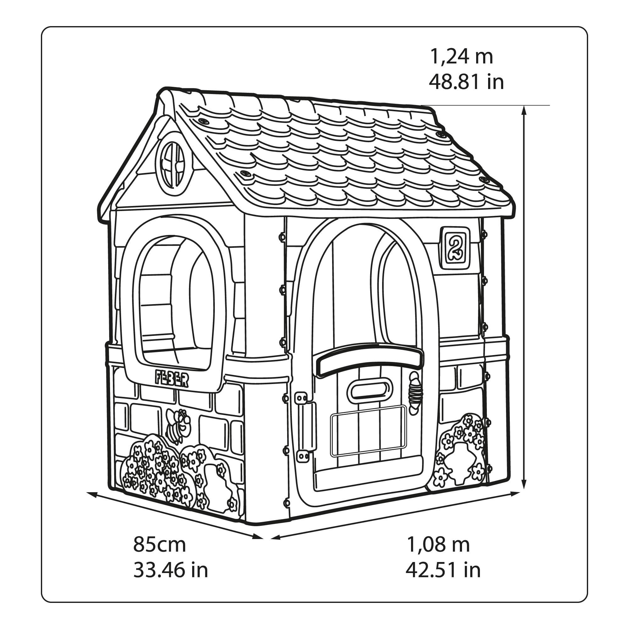 FEBER - Hello Kitty House, domek dla dzieci z drzwiami składanymi, z naklejkami do dekoracji domu, kolory odporne na światło słoneczne, łatwy montaż, od 2 lat, słynny (FE201000)