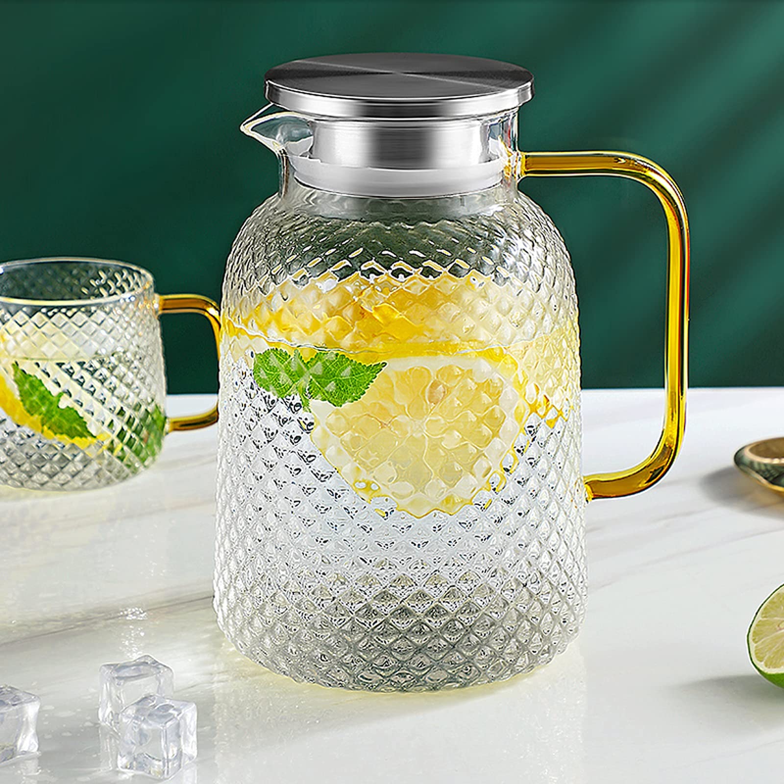 Wasserkaraffe Glaskugel-Wasser-Jug-Saft-Karaffe mit Deckel und Auslauf for hausgemachtes Getränk Wasserkrug (Size : 1800ML)