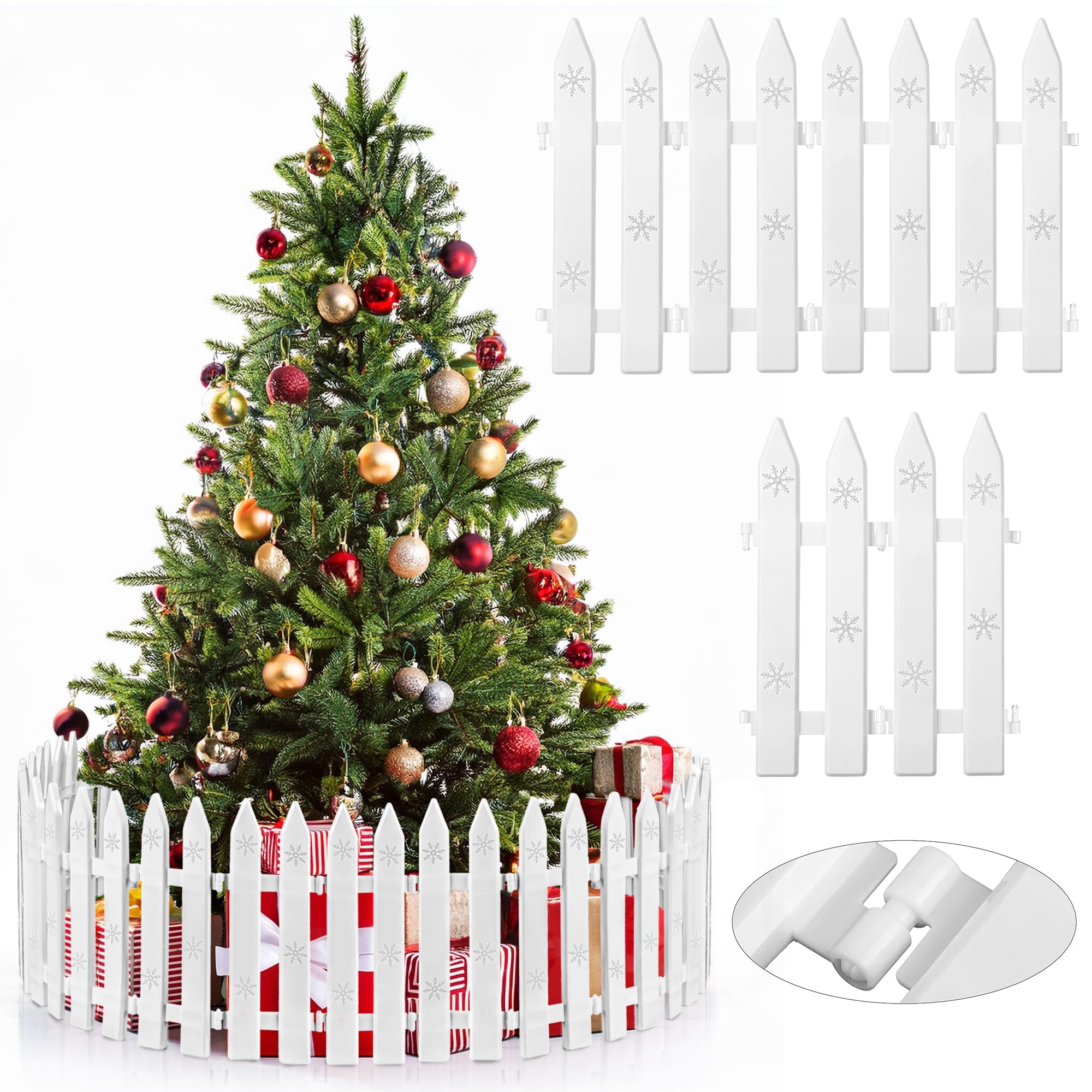 Aodaer 25 Pieces Christmas Tree Fences Plastic White Picket Fence 12 Inches Thick Mini Fence for Christmas Tree Pets Miniature Home Garden Wedding Party Decoration