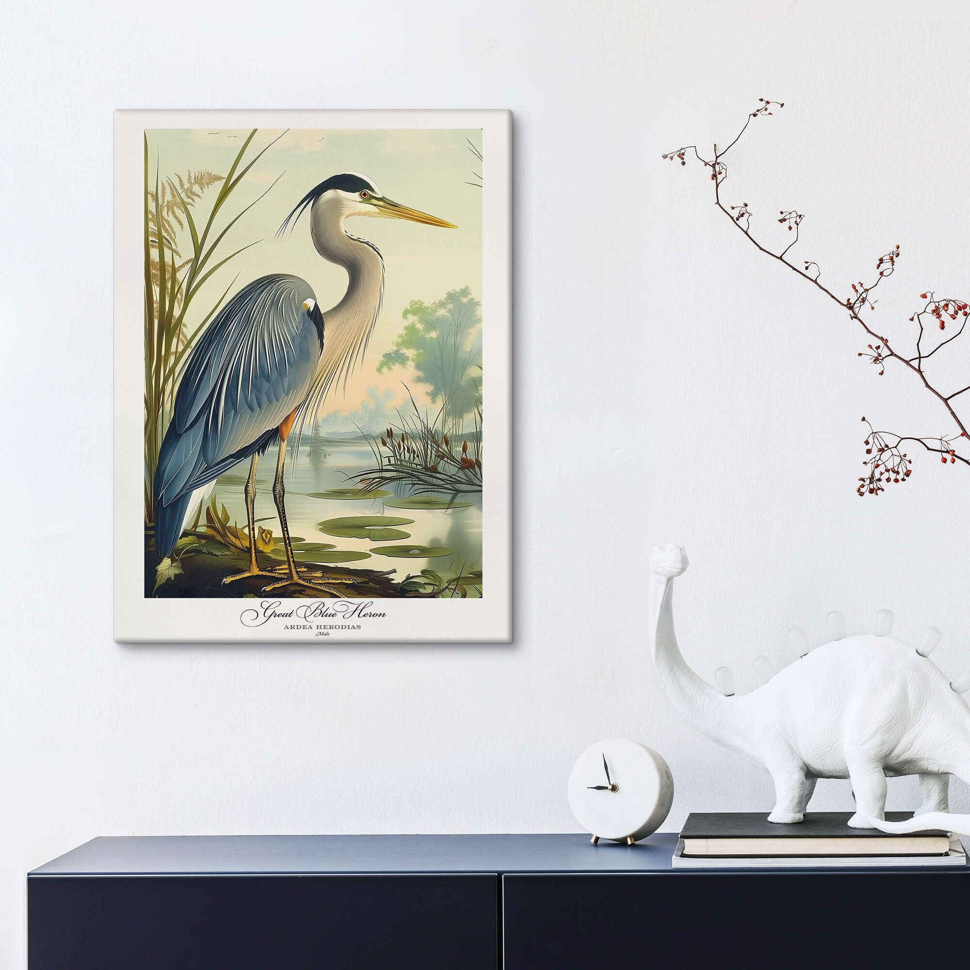 Great Blue Heron after Audubon Obraz na płótnie