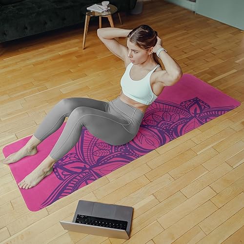 Miniatura 6 de Yoga Mat with Strap - Sweat Absorbent Ultra Grippy Hot Exercise Mat Non Slip Vegan Suede Towel Combo for All Floor Fitness Workout, Bikram
