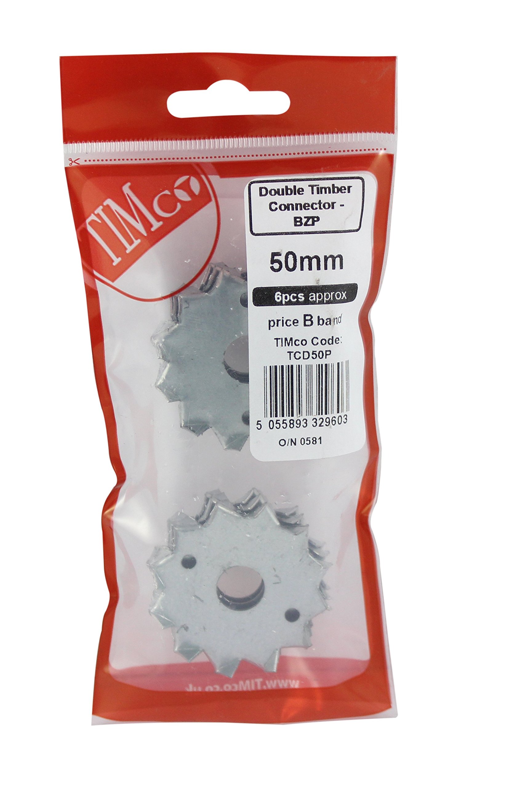 Timco Timber Connectors Double Sided Galvanised 50mm/M12 6 Pack Fixings Joint
