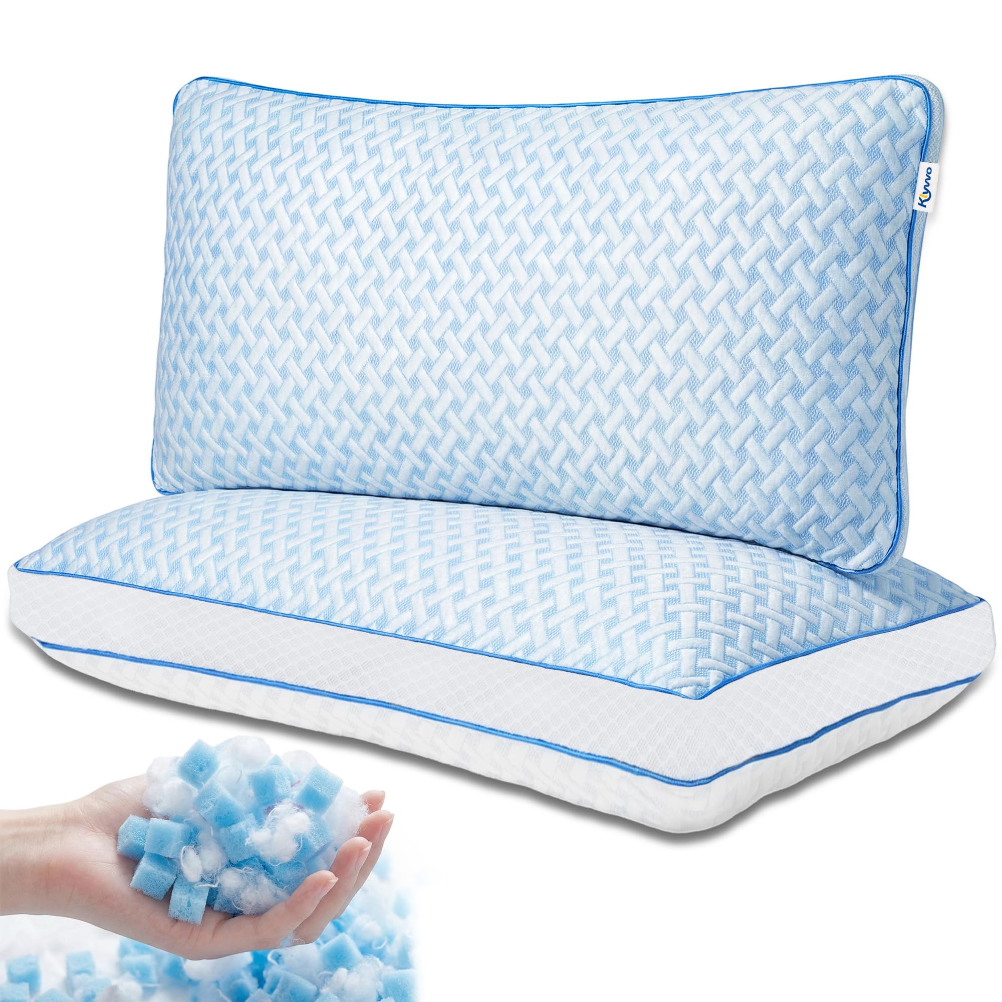 Klyvvo Gel Memory Foam Kissen – Kopfkissen mit Höhenverstellung & abnehmbarem Bezug, Temperaturregulierendes Schlafkissen ideal für Seitenschläfer, Rückenschläfer & Bauchschläfer