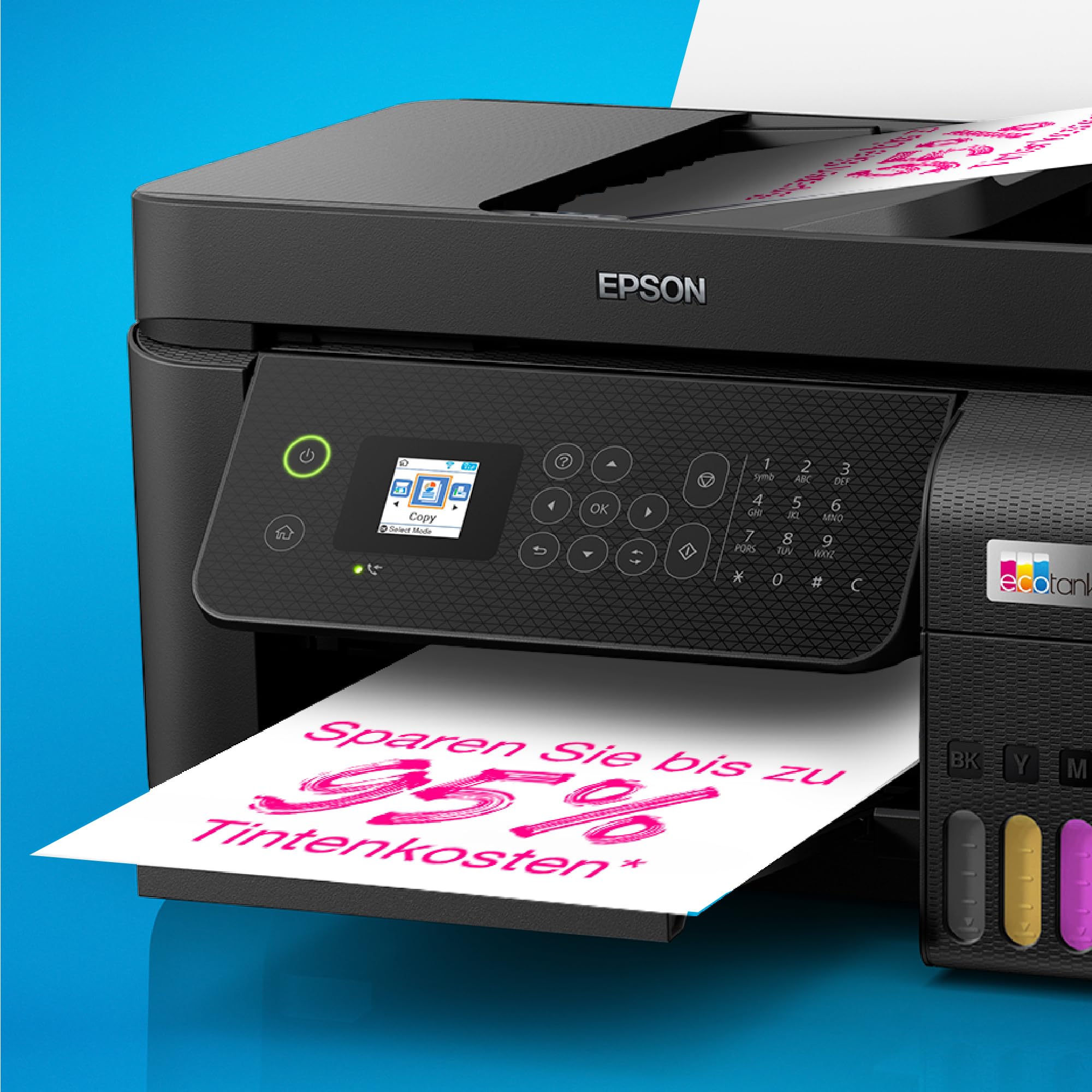 Epson EcoTank ET-4800 Tintentankdrucker A4 WLAN Ethernet Drucken Kopieren Scannen Faxen ADF LCD-Display