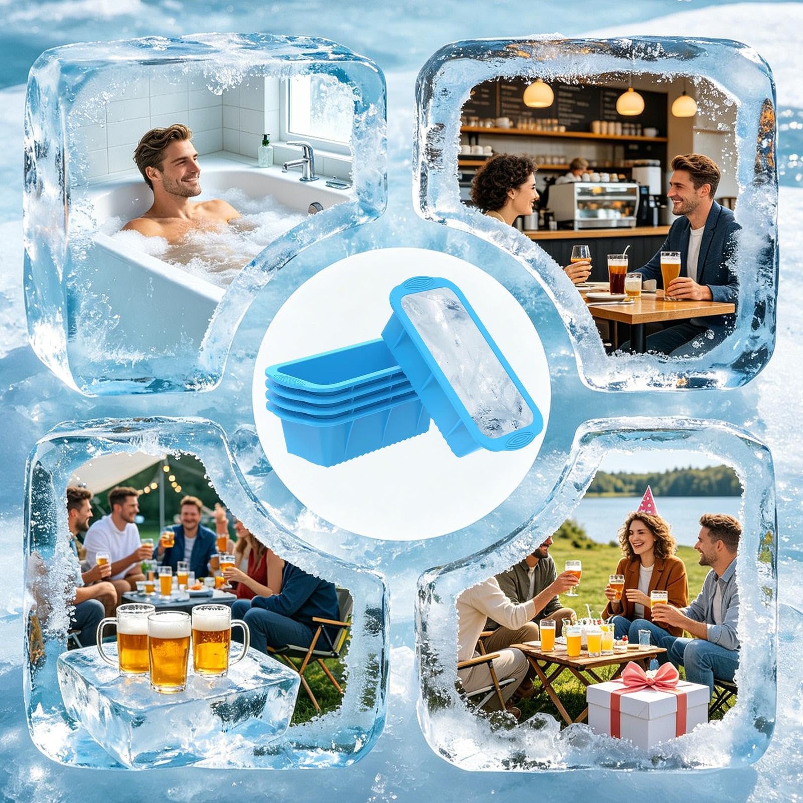 Große Form zur Herstellung von großen Eisblöcken 5 Stück Große
