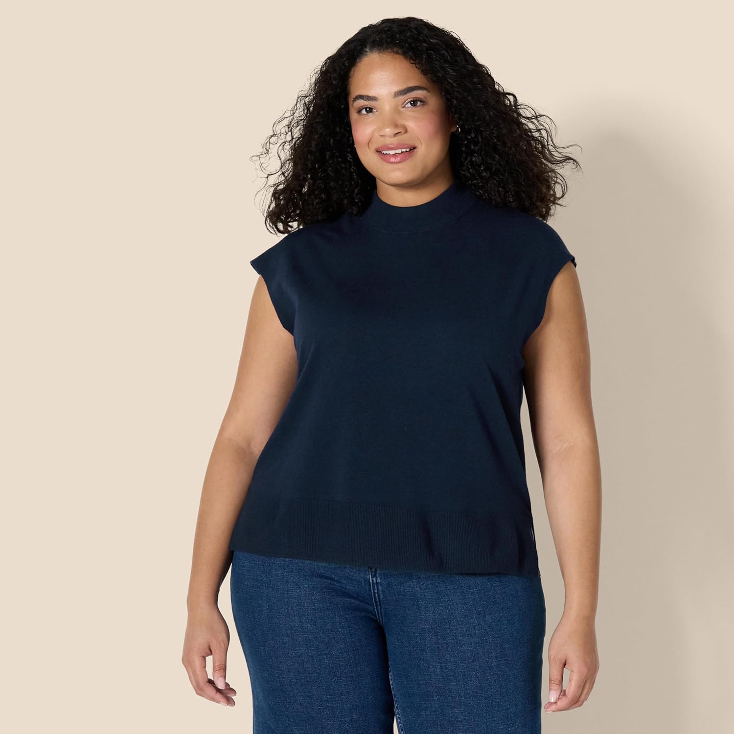 Amazon Essentials Women's Regular-Fit Cap Sleeve Pullover Mock Neck Sweater Top - Image 3
