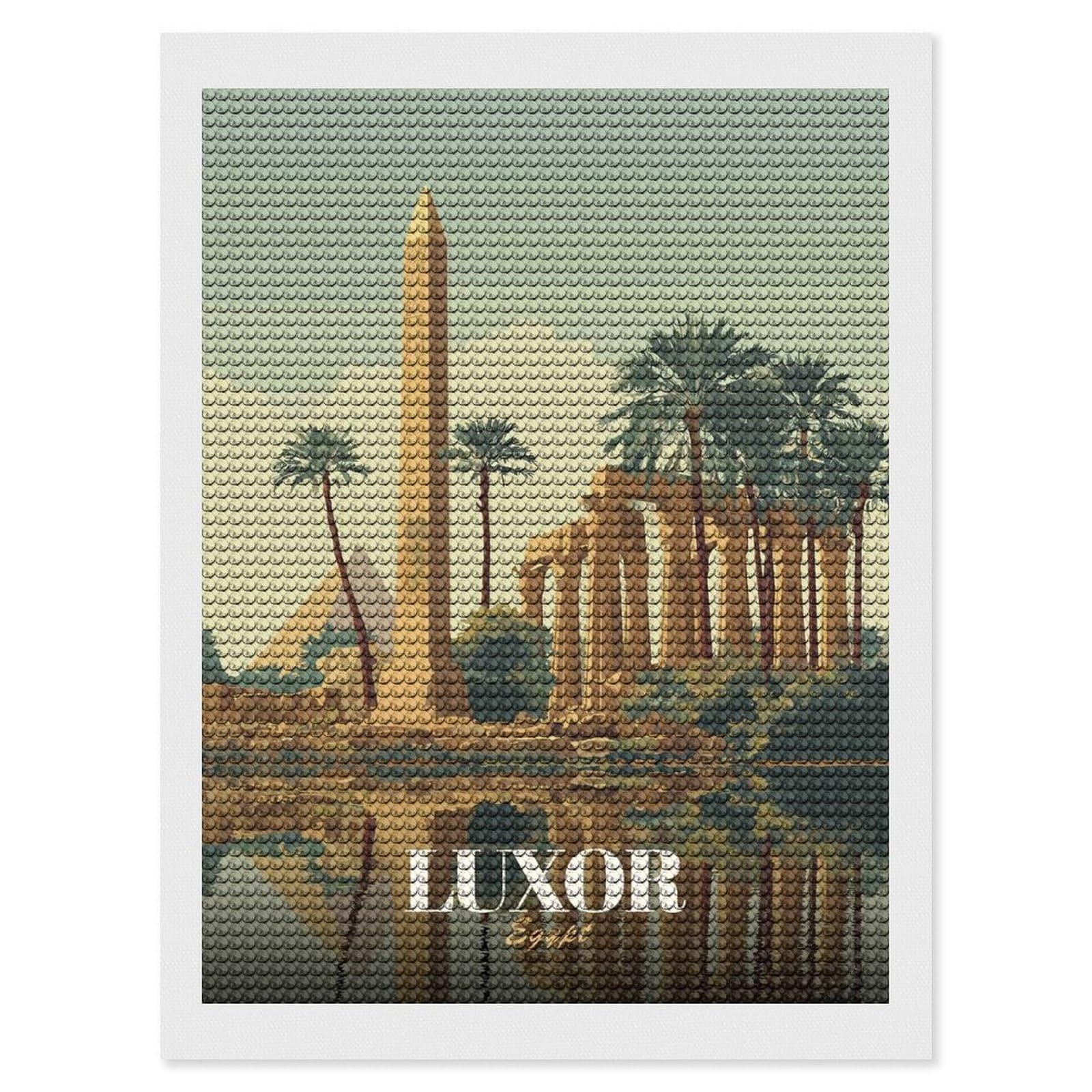 Junmoney Luxor Egypt Travel (4) Diamond Painting Canvas Set 12"x16", for Beginners, Complete Accessories, Christmas Gift, Modern Decor