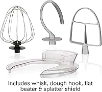 Vista 4 de Hamilton Beach Batidora eléctrica de pie, 4 cuartos de galón, gancho para masa, accesorios planos para batidor, protector contra salpicaduras de 7