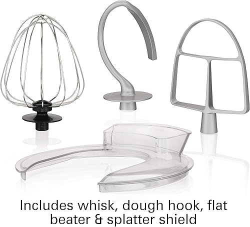 Miniatura 4 de Hamilton Beach Batidora eléctrica de pie, 4 cuartos de galón, gancho para masa, accesorios planos para batidor, protector contra salpicaduras de 7
