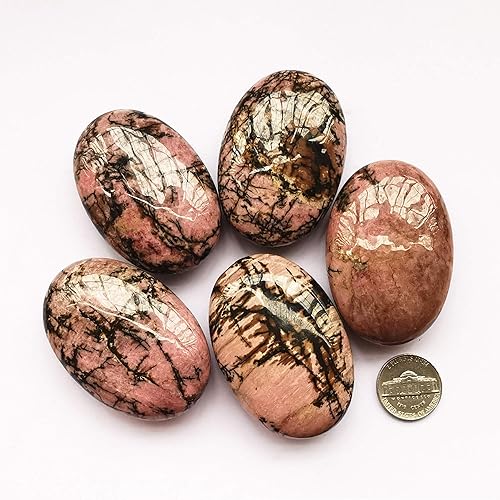 Vista 97 de Jaspe de sangre de dragón natural, bolsillo ovalado en la palma de la palma, cristal curativo para masaje, spa, piedra energética, cristales y Jaspe