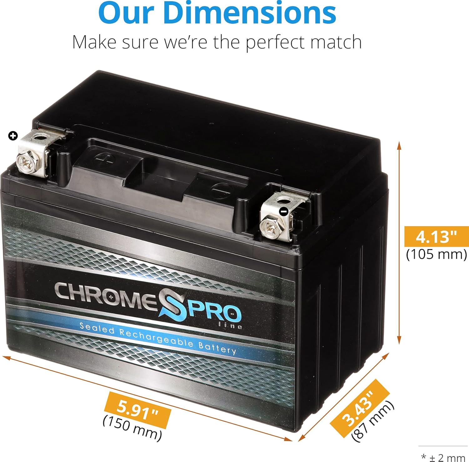Chrome S Pro YTX12A-BS Maintenance-Free 12V 10Ah Battery Replacement for ATV, Motorcycle, Jet Skis, Scooter, UTV, and More - Nut and Bolt (T3) Terminal