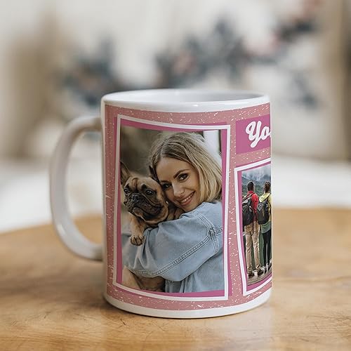 Miniatura 10 de Custom Mate Taza de café personalizada con fotos, imágenes y texto (collage clásico de 5), blanco, negro