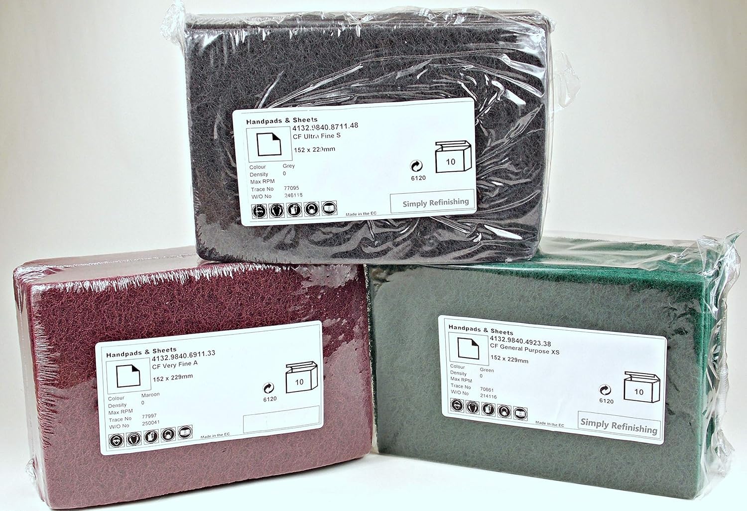 Scuff Pads Like Scotch Brite Abrasive Pads 10 X Red 10 X Grey 10 X Green