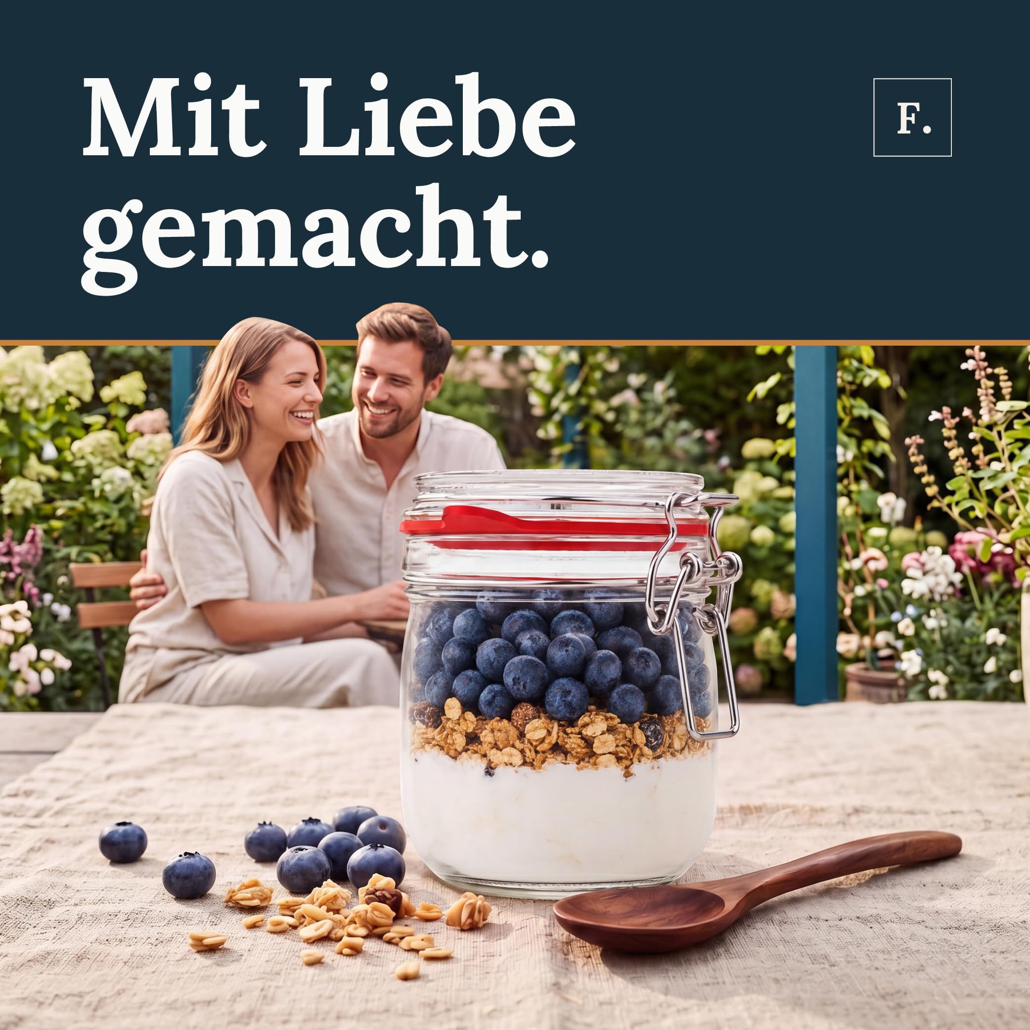Flaschenbauer- 12 tarros de alambre de 634 ml, utilizables como tarro de conservas y de fermentación, para almacenamiento, tarros para rellenar, tarros vacíos con alambre – Fabricado en Alemania