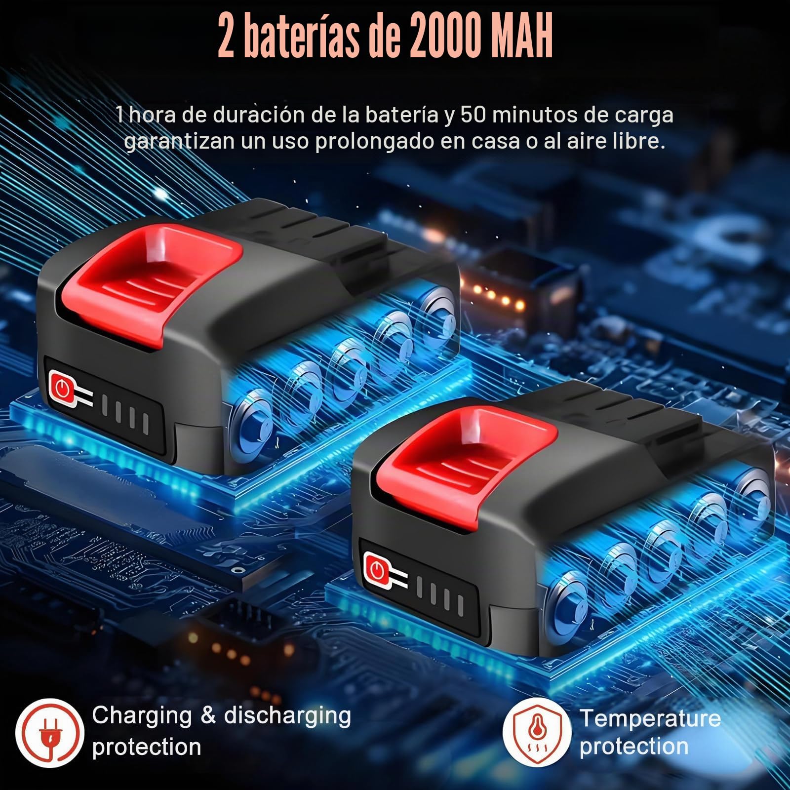 Cuchillo Eléctrico Inalámbrico Profesional para Filetear Pescado Y Carne, Recargable, Ideal para Acampadas Y Pesca. Incluye 4 Cuchillas, 2 Baterías De 2000 Mah Y Un Seguro De Bloqueo.