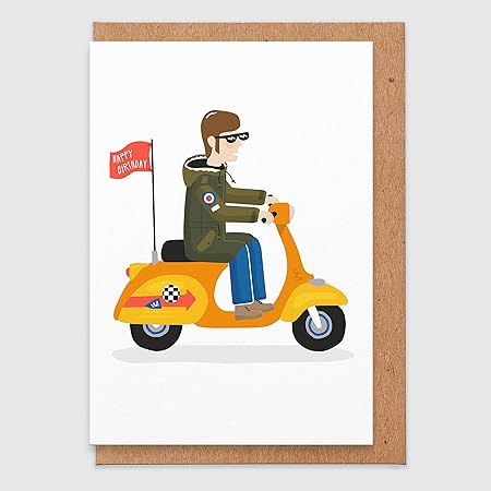 Hansen Fine Art Vespa Lambretta Mods Mod Scooter Blank Birthday 12 thumbnail image