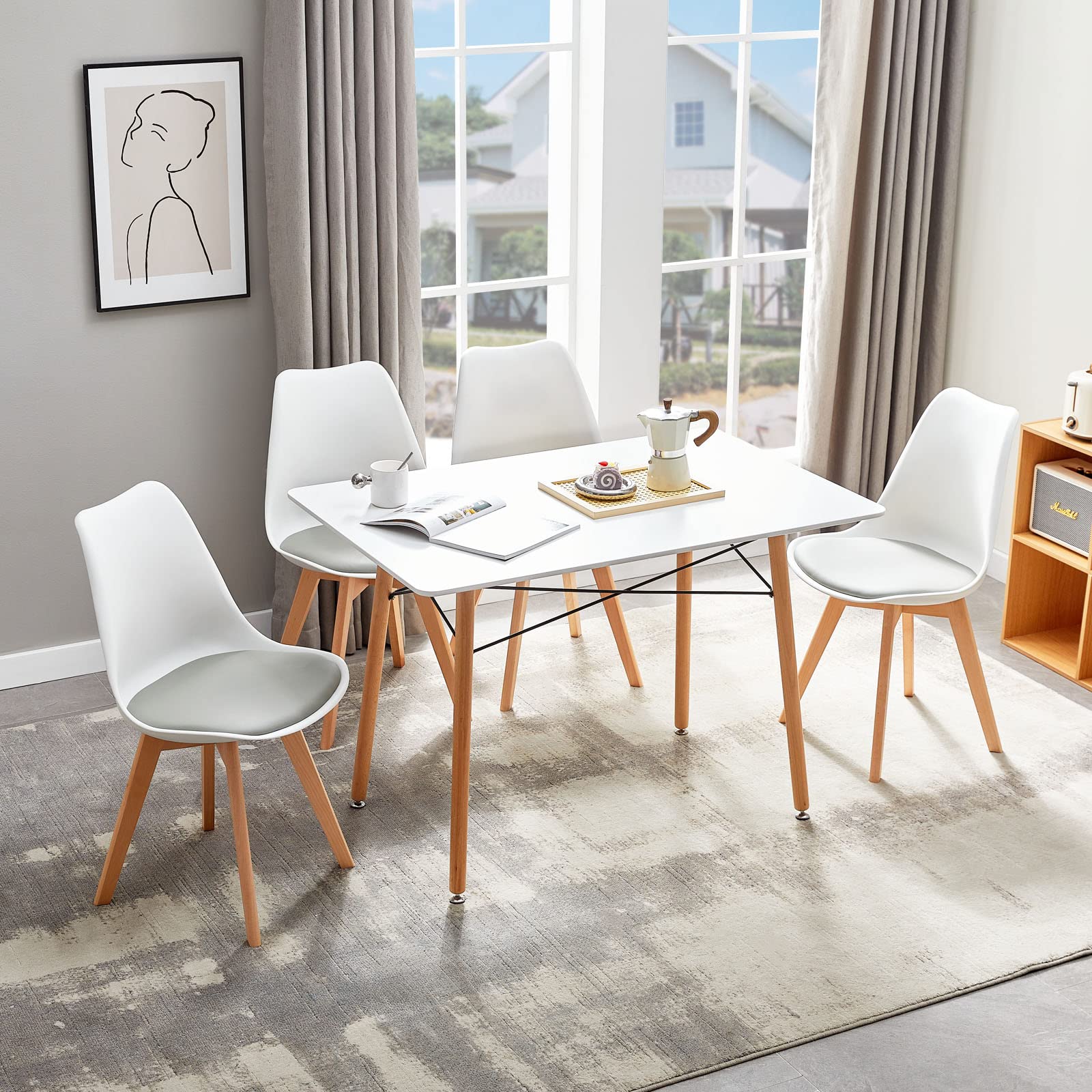 EGGREE Set van 4 stoelen voor eetkamer en keuken in Scandinavische