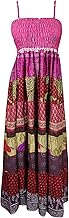 Women Travel Maxi Dress, Spaghetti Strap Purple Pink Printed Handmade Dress, Empire Waist Beach Style Sundress S/M