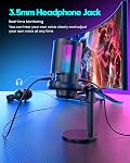 COCONISE Microphone de jeu, USB PC Mic pour Podcasts Vidéos, Streaming, Condenseur Mic avec Mute rapide, Trépied Stand, Filtre Pop, RGB Indicateur, Mont de choc, bouton de gain rotatif, Compatible avec PS4/5/PC
