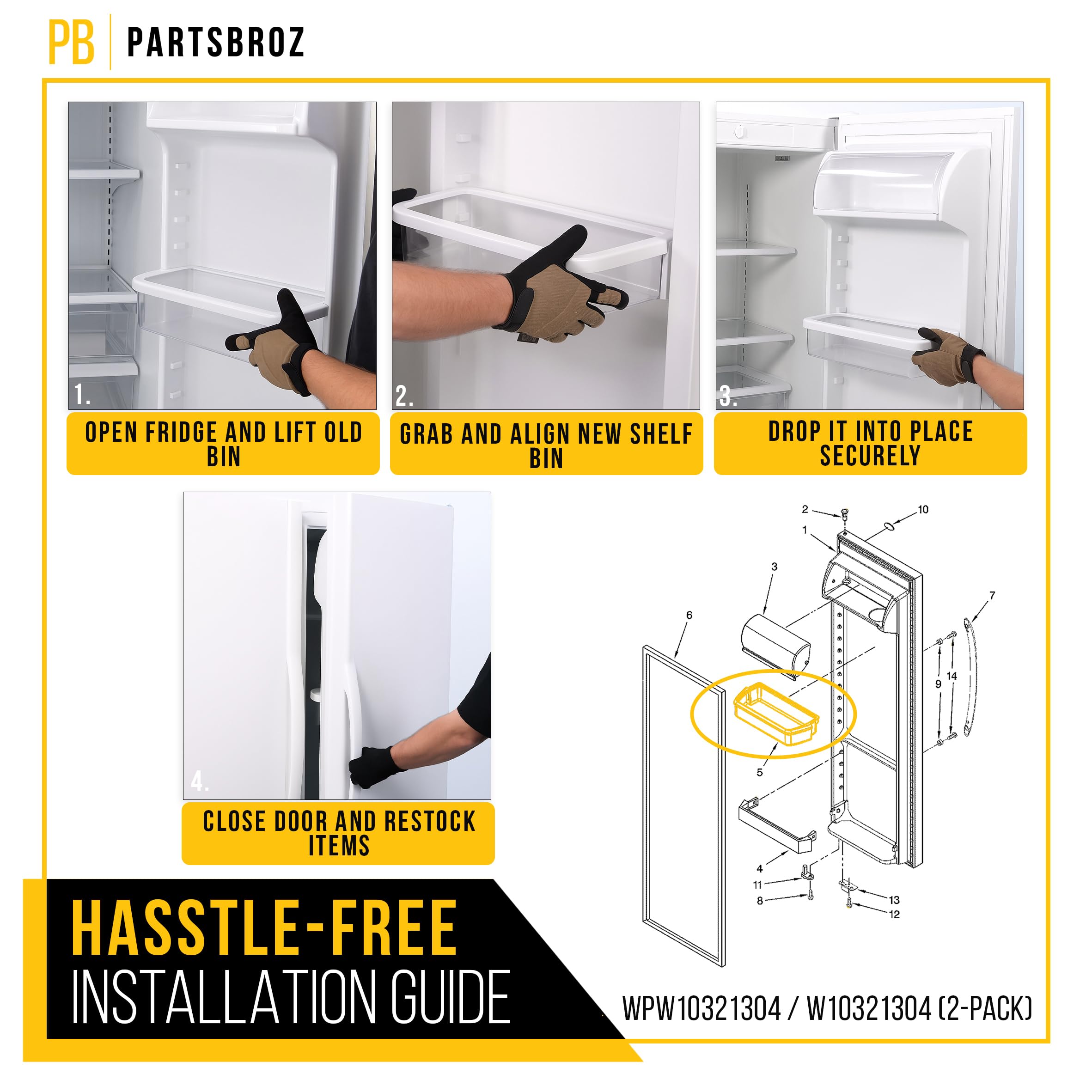Amazon.com: PartsBroz WPW10321304 Refrigerator Door Shelf Bin