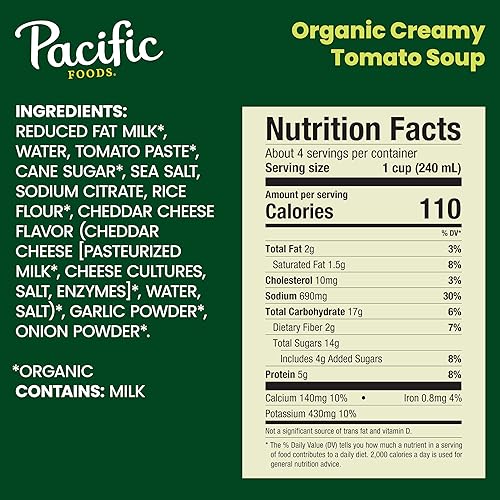 Miniatura 3 de Pacific Foods Sopa de tomate cremosa orgánica cartón resellable de 32 onzas