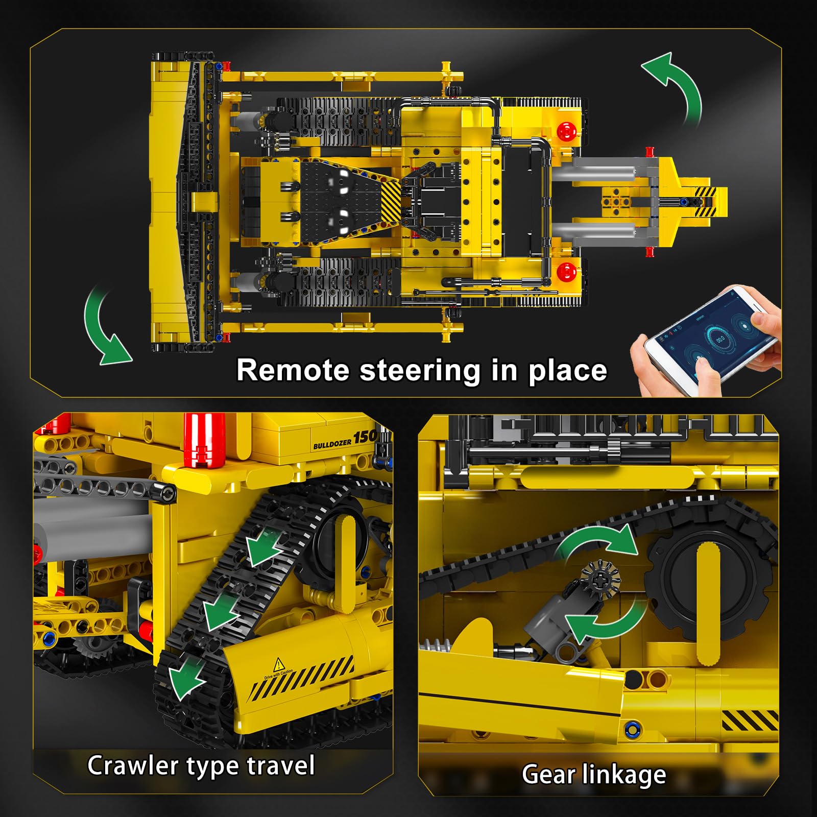 Mould King Technik Bulldozer Bausteine, APP Fernbedienung LKW mit Motoren Bausätze Spielzeug Geschenke für Erwachsener (1508 Teile)