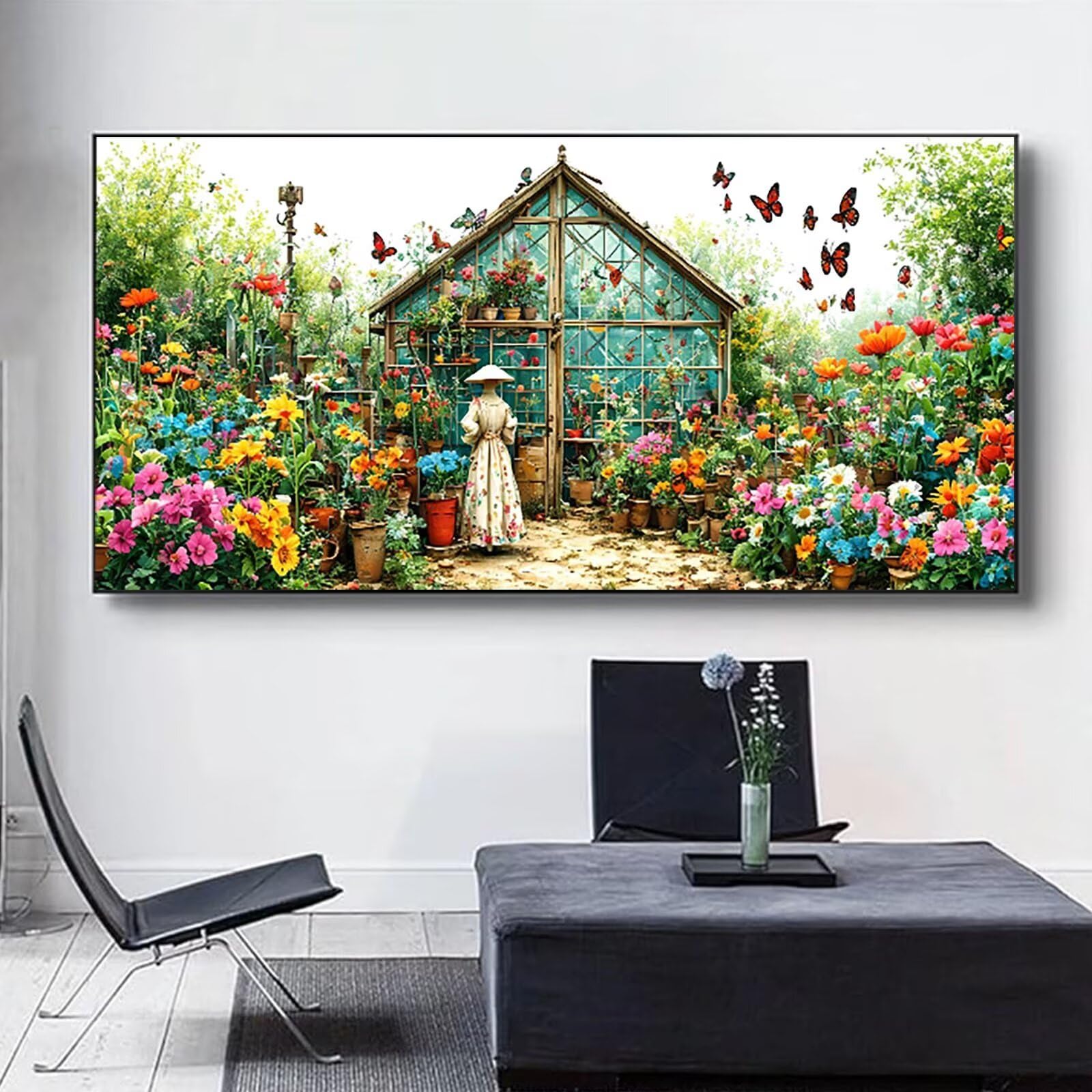 Dipingere con i Numeri per Bambini e Adulti Principianti, Kit Regalo da Disegno per Bambini e Bambine, Dipingere con i Numeri Giardino per Bambini 6+ Anni - 40x80cm - Senza Cornice - Farfalla 6-D