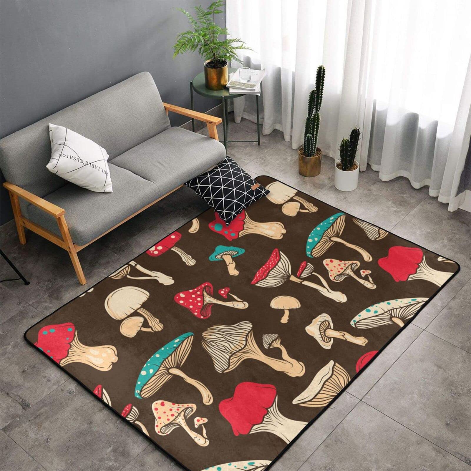 きのこ都内23区送料無料✨クムシルクMG✨絨毯 Amazon | きのこ キノコ しいたけ (1) カーペット 長方形 ラグマット