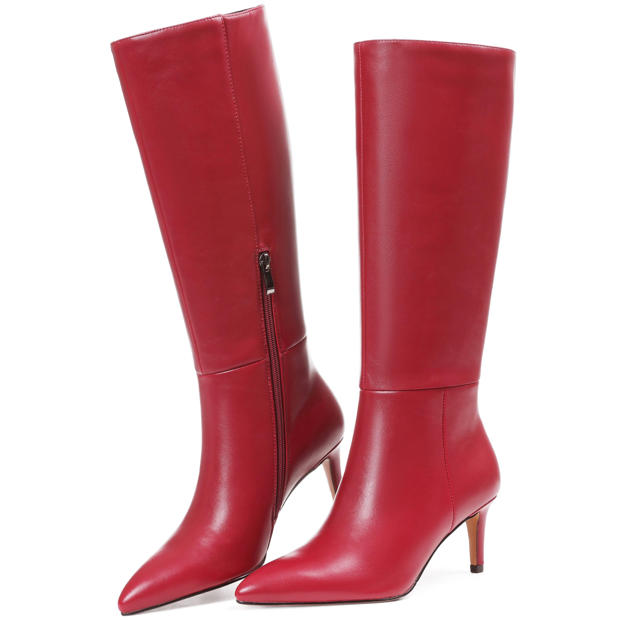 Knee High Boots for Women Pointed Toe Stiletto Kitten Heel Tall Boots Fashion Side Zipper Boot Fall Winter