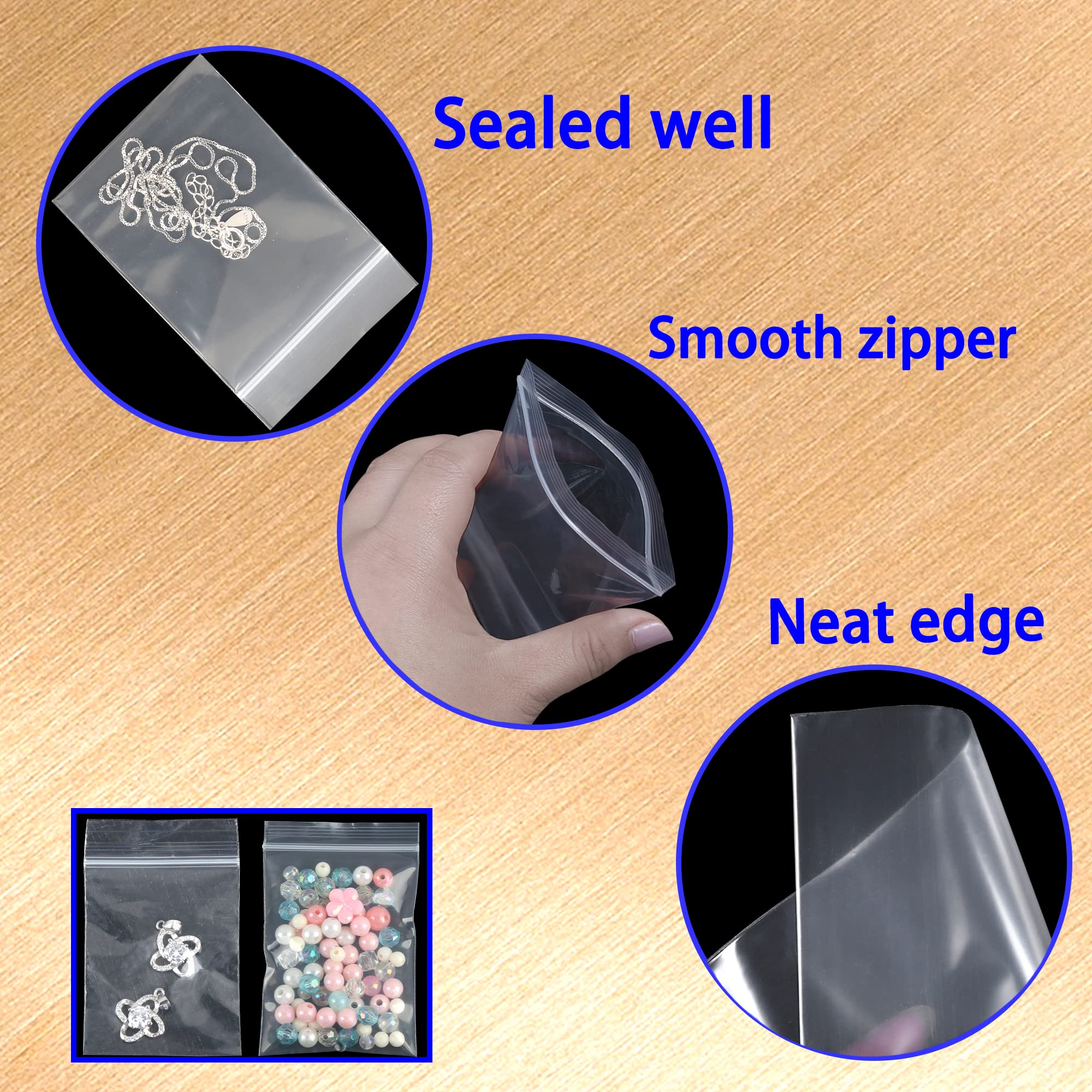 Woreczki Strunowe Małe 600 Sztuk 40 mm x 60 mm 160µ Foliowy Worek Zamykany do Ponownego Zamknięcia