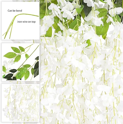 Miniatura 3 de CEWOR Guirnalda de seda artificial de 3.7 pies de flores colgantes de glicina de 3.7 pies para boda, fiesta, jardín, vegetación al aire libre,