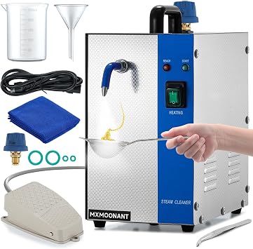 Mxmoonant Jewelry Steam Cleaner 2L/0.52 gal0.8L Liquid Capacity, 135C/275F High-Pressure, 8-Min Heat Up w/Tweezers, Fine Mesh Strainer, Towel, Professional for Cleaning Silver, Gold, Gem, Diamond