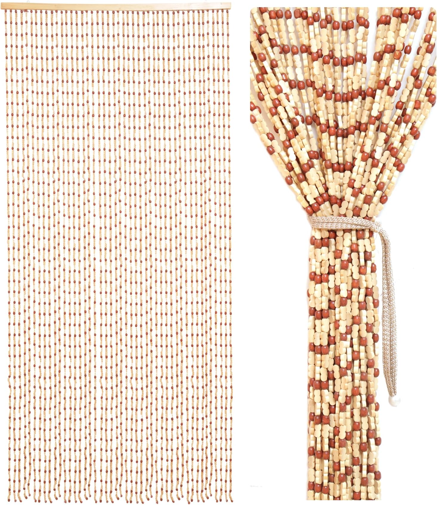 Amazon.com: Madamera 45 String Natural Wood Beaded Curtains, Handmade