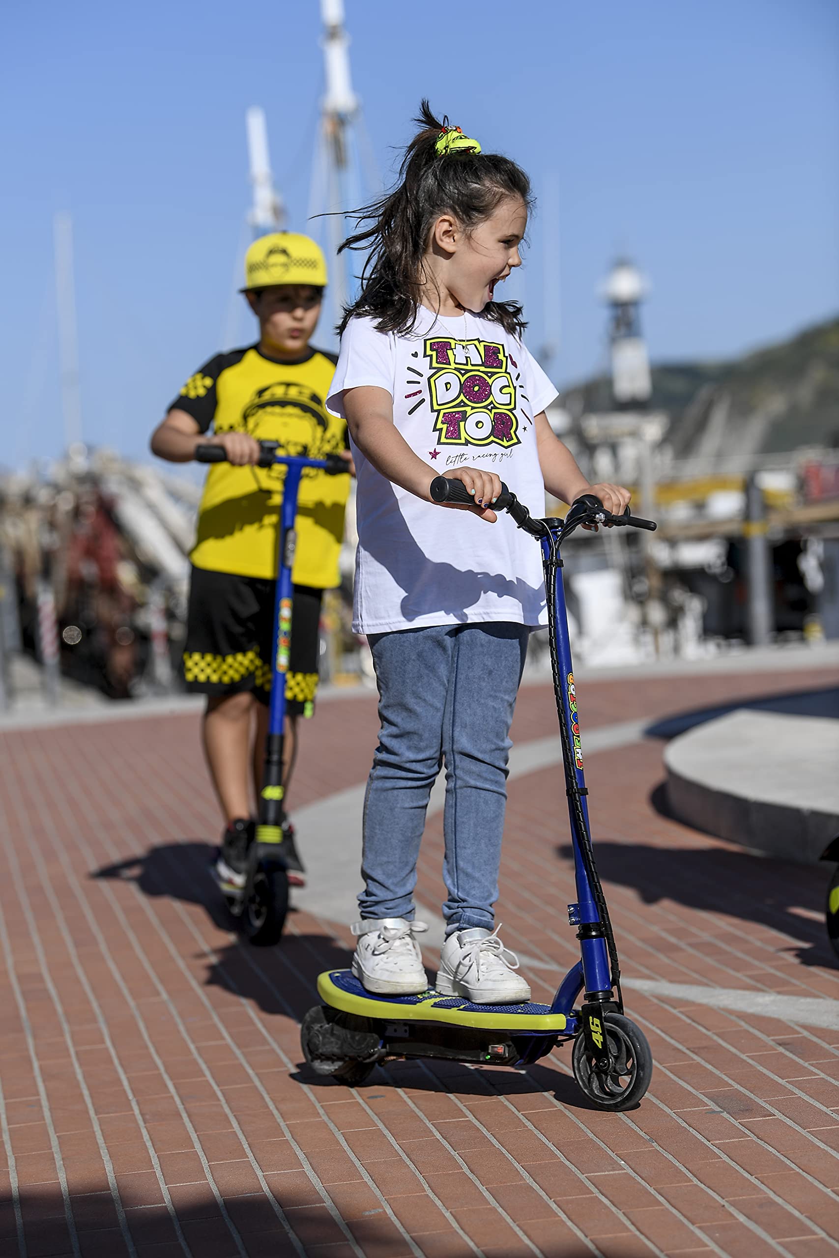 VR46 Unisex Bambini Monopattino Elettrico, Giallo Blu, Taglia Unica