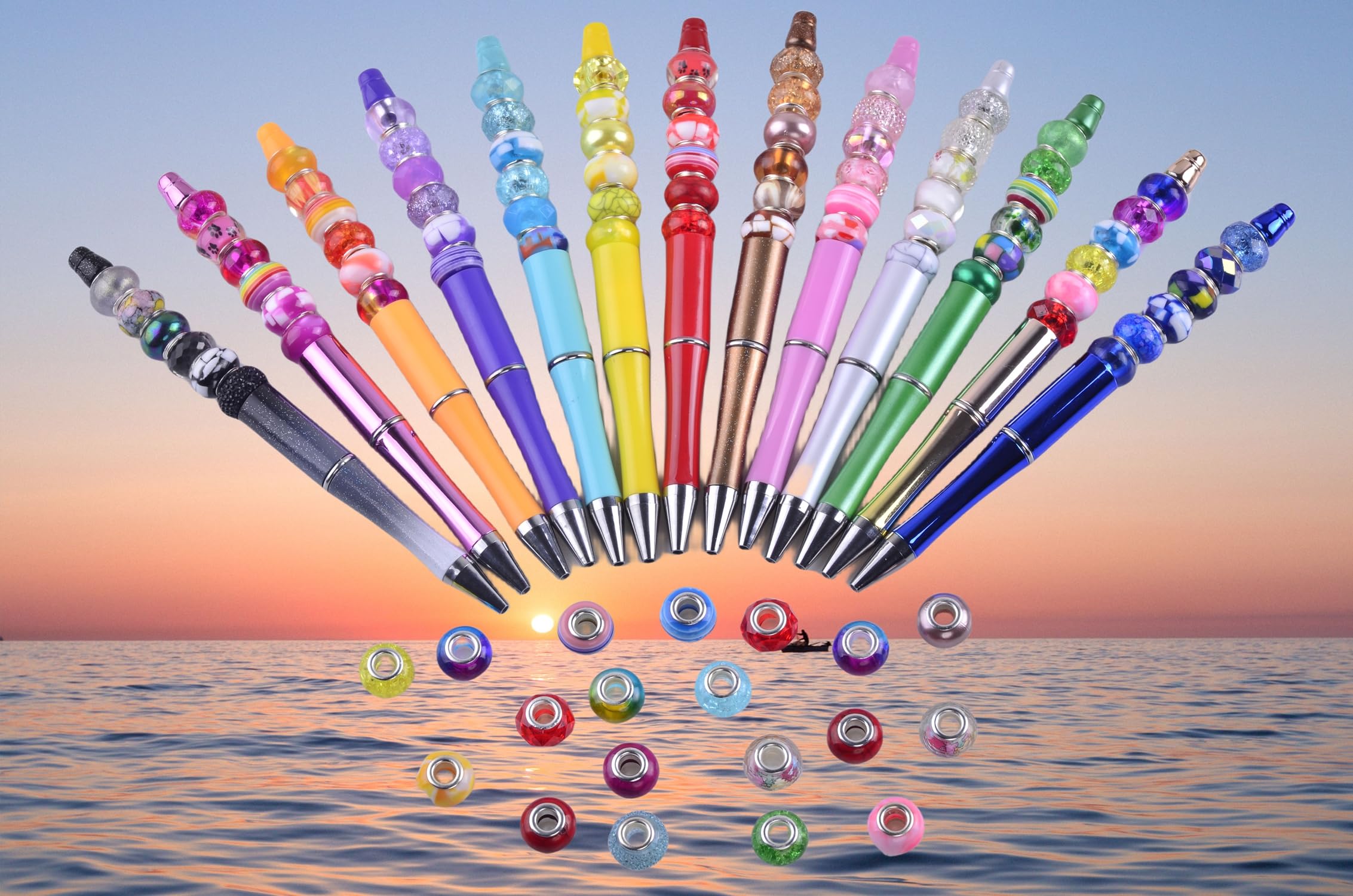 Cuentas de agujero grande para hacer joyas, 100 cuentas europeas de 15 mm para bolígrafos, cuentas espaciadoras de cristal de Murano para manualidades, decoración de estacas